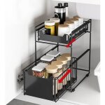 �tag�re de rangement sous �vier avec tiroir coulissant pour la cuisine 37. 4 * 26. 5 * 44cm(noir) * yalurui ...