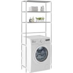 Etagre de salle de bain  3 niveaux - support de rangement durable en acier inoxydable - blanc - 69x28x169 ...