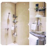 �tag�re t�lescopique de douche 110 - 280 - hombuy - �l�gance - chic - inox - 4 couches