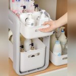 tagre tiroir de rangement sous vier 2 niveaux organisateur cuisine salle de bain