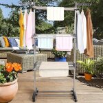 Etendoir à linge en acier inox grande capacité étendoir pliable 3 étagères (75 - 126) * 64 * 170cm Etendoir à linge en acier inox grande capacité étendoir pliable 3 étagères (75 - 126) * 64 * 170cm