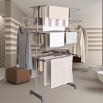 Etendoir � linge en acier inox �tendoir pliable 3 �tag�res 78 * 42 * 168cm