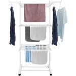 Etendoir à linge extérieur solide - sechoir linge pliable ailes latérales et roulettes - 3 niveaux - ... Etendoir à linge extérieur solide - sechoir linge pliable ailes latérales et roulettes - 3 niveaux - ...