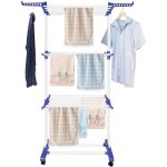 Etendoir à linge extérieur solide - sechoir linge pliable ailes latérales et roulettes - 3 niveaux - ... Etendoir à linge extérieur solide - sechoir linge pliable ailes latérales et roulettes - 3 niveaux - ...