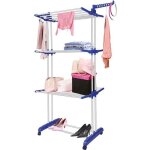 Etendoir à linge extérieur solide - sechoir linge pliable ailes latérales et roulettes - 3 niveaux - ... Etendoir à linge extérieur solide - sechoir linge pliable ailes latérales et roulettes - 3 niveaux - ...