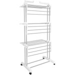Etendoir à linge extérieur solide - sechoir linge pliable ailes latérales et roulettes - 3 niveaux - ... Etendoir à linge extérieur solide - sechoir linge pliable ailes latérales et roulettes - 3 niveaux - ...