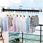 �tendoir � linge mural pliable - fixation murale - extensible - 18 crochets pivotants � 360� - noir