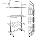 �tendoir � linge pliable - suteo - 5 niveaux - 58 crochets - 40 kg de charge - 24 barres inox