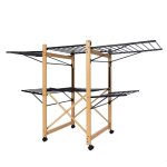 Etendoir  linge pliable ushuaia noir et bois aluminium 28m