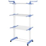 Etendoir � linge pliant �tendage � linge s�choir � roulettes en acier inox grand capacit�