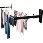 �tendoir mural 2 bras avec 6 poulies inox pour 3 cordes s�choir ext�rieur en acier �poxy 450 mm (noir) ...