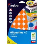 �tiquettes adh�sives rondes - agipa - etui a5 10f (400 pastilles) - orange - � 24 mm - adh�sif permanent ...
