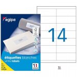 Etiquettes blanches a4 105x39mm - agipa 119002
