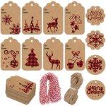 �tiquettes - cadeaux en papier kraft de no�l 120 pi�ces �tiquette - cadeau de no�l avec ficelle de 230 ...