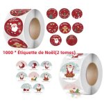 tiquette de nol - autocollants enveloppe de nol - dcoration cadeaux - papier - rouge / blanc - 3. ...