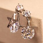 Boucles doreilles - argent - Étoile à cinq branches - oxyde de zirconium - femme - argenté Boucles doreilles - argent - Étoile à cinq branches - oxyde de zirconium - femme - argenté