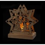 Etoile lumineuse - ange de no�l - bois - 11 cm - lumi�re jaune - ip20 / 3v