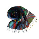 Etole charpe - laine 100% - gris bleu vert rouille - chic - automne / hiver - femme