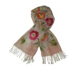 Etole femme 100% laine - charpe chale multicolore orange rose vert. .