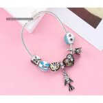 Bracelet charms - the nightmare before christmas - 19 cm - finition argent - 7 symboles jack - mixte