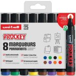 Marqueur permanent - uniball - prockey pm122 / 8 pf - �tui de 8 - pointe ogive - r�sistant � leau