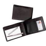 Etui bloc - notes alassio gubbio cuir nappa noir ? bloc a8 stylo m�tal 2 fentes cartes