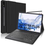 tui clavier pour tablette samsung s7 fe - s7 + plus - s8 + 12. 4 rtroclair  7 couleurs azerty franais ...