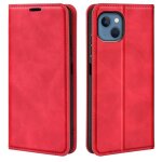 Etui housse iphone 14 rouge en pu cuir avec protection antichoc support fonction fermeture magntique ...