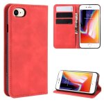 Etui housse iphone 7 rouge en pu cuir avec protection antichoc support fonction pochette t�l�phone iphone ...