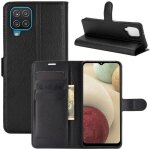 Etui housse samsung galaxy a12 - noir en pu cuir avec protection antichoc support fonction pochette t�l�phone ...