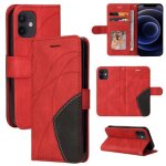 Etui iphone 12 mini portefeuille pochette housse pour iphone 12 mini protection housse rouge