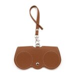 Etui � lunettes - marron - cuir v�ritable - fermeture bouton - pression - pratique et l�ger - taille ...