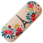 Etui � lunettes rigide - motif paris en fleurs avec la tour eiffel - couleur rose