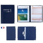 Etui porte ordonnance + protge 2 cartes bancaire anti - piratage - fabrication franaise - bleu marine ...