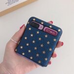 �tui de protection en cuir coque de protection ultra - mince pour samsung galaxy z flip f7000 bleu fronce ...