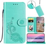 Etui  rabat pu cuir samsung galaxy s21 5g fleur lotus en relief housse portable flip support pochette ...