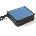 �tui de rangement portable pour 40 cd / dvd format portefeuille avec fermeture �clair bleu.