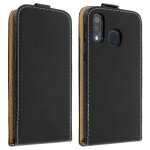 tui pour samsung galaxy a40 - avizar - clapet vertical - noir - coque rigide - effet lisse