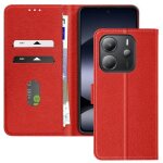 �tui pour smartphone - xiaomi - redmi note 14 4g - rouge - portefeuille - support vid�o