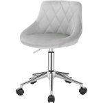 Eugad 1 x tabouret de bureau � roulette - pivotant - r�glable - chaise de bureau en velours gris clair ...