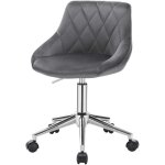 Eugad 1 x tabouret de bureau  roulette - pivotant - rglable - chaise de bureau en velours gris fonc ...