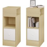 Eugad lot de 2 table de chevet table de nuit avec 2 compartiments ouverts et 1 tiroir 25x30x66cm ch�ne ...