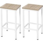 Eugad lot de 2 tabouret de bar chaise de cuisine industriel avec repose - pieds en bois agglomr + mtal ...