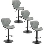 Eugad 4 x tabouret de bar rglable en similicuir + mtal47x39x90 - 112cm gris