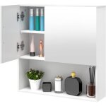 Eugad armoire murale de salle de bain avec miroir meuble salle de bain rangement avec porte blanc 54x15x55cm ...