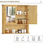 Eugad armoire murale de salle de bain avec miroir placard de rangement avec 2 portes bambou 56x14x58cm ... Eugad armoire murale de salle de bain avec miroir placard de rangement avec 2 portes bambou 56x14x58cm ...