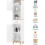 Eugad armoire salle de bain haute sur pied meuble de rangement colonne avec 2 portes et 1 tiroir blanc ...