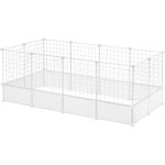 Eugad enclos lapin en mtal parc pour cochon dinde blanc 142x71x53cm