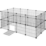 Eugad enclos pour lapin parc avec porte mtal rglable diy 24 panneaux noir