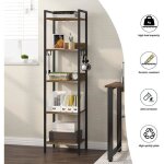 Eugad tagre de rangement industrielle  5 niveau bibliothque ouverte cadre mtallique et bois 40x30x152. ...